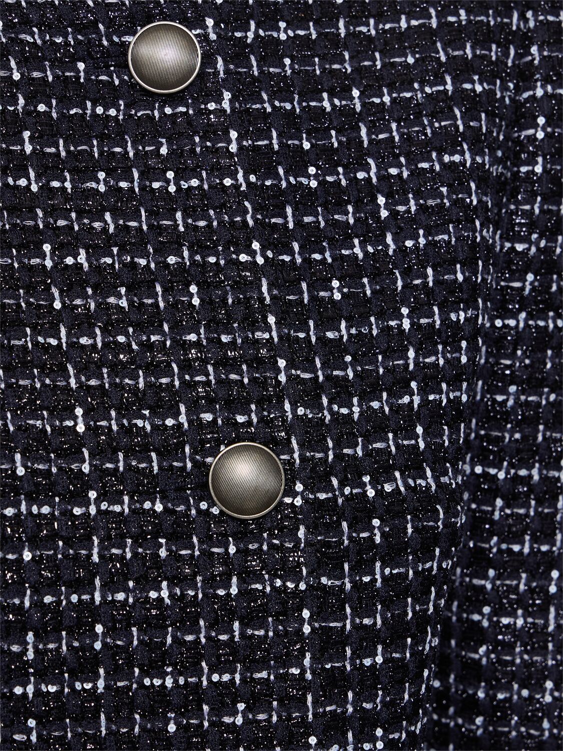 Alessandra Rich Sequined Tweed Double Breasted Jacket In Navy