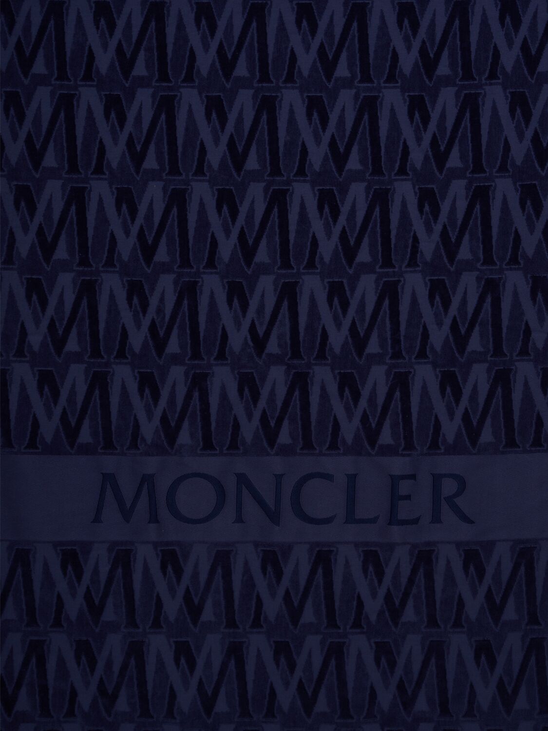 Shop Moncler Monogram Cotton Beach Towel In Blue