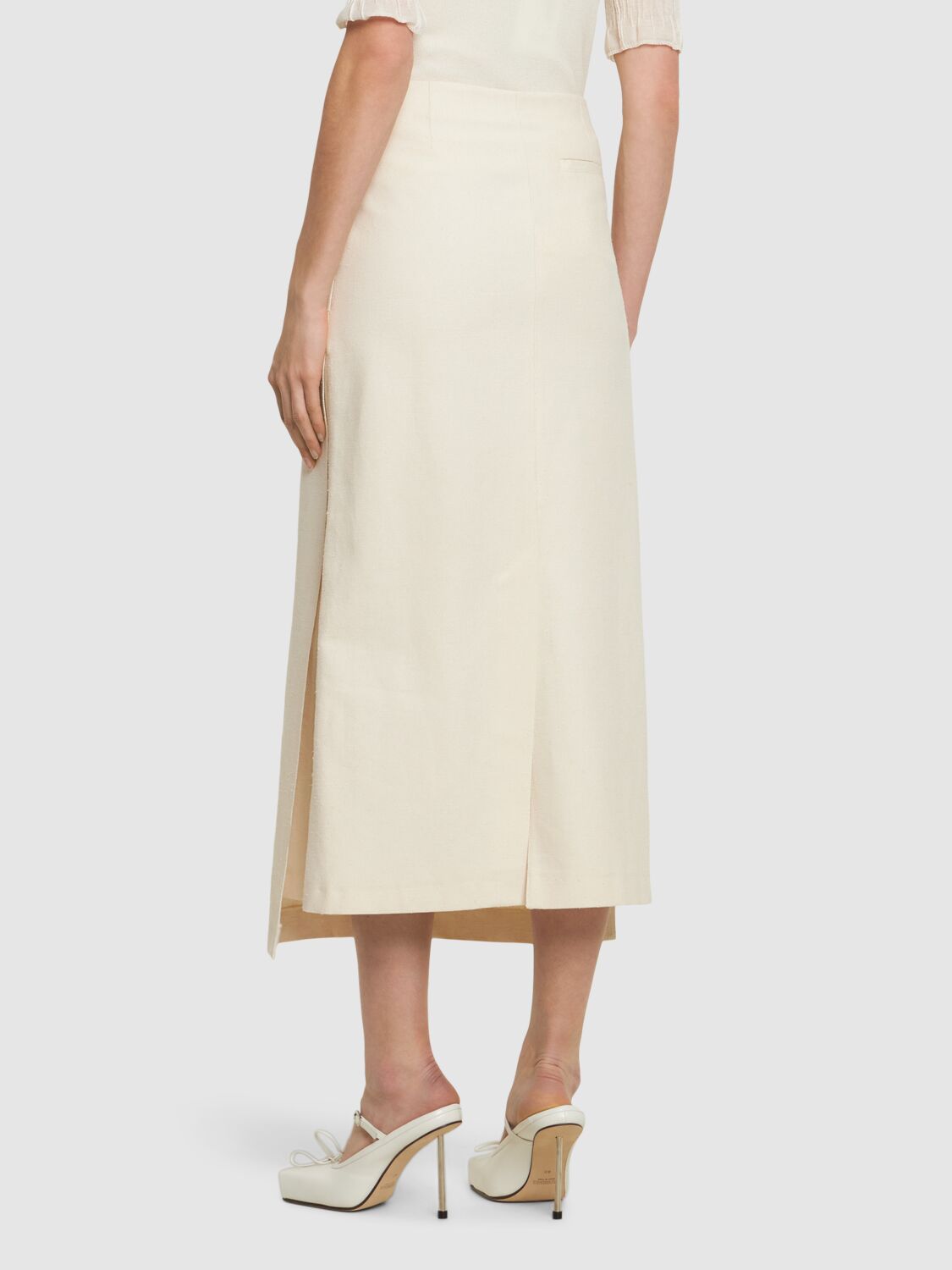 LOULOU STUDIO ATRI COTTON BLEND MIDI SKIRT 