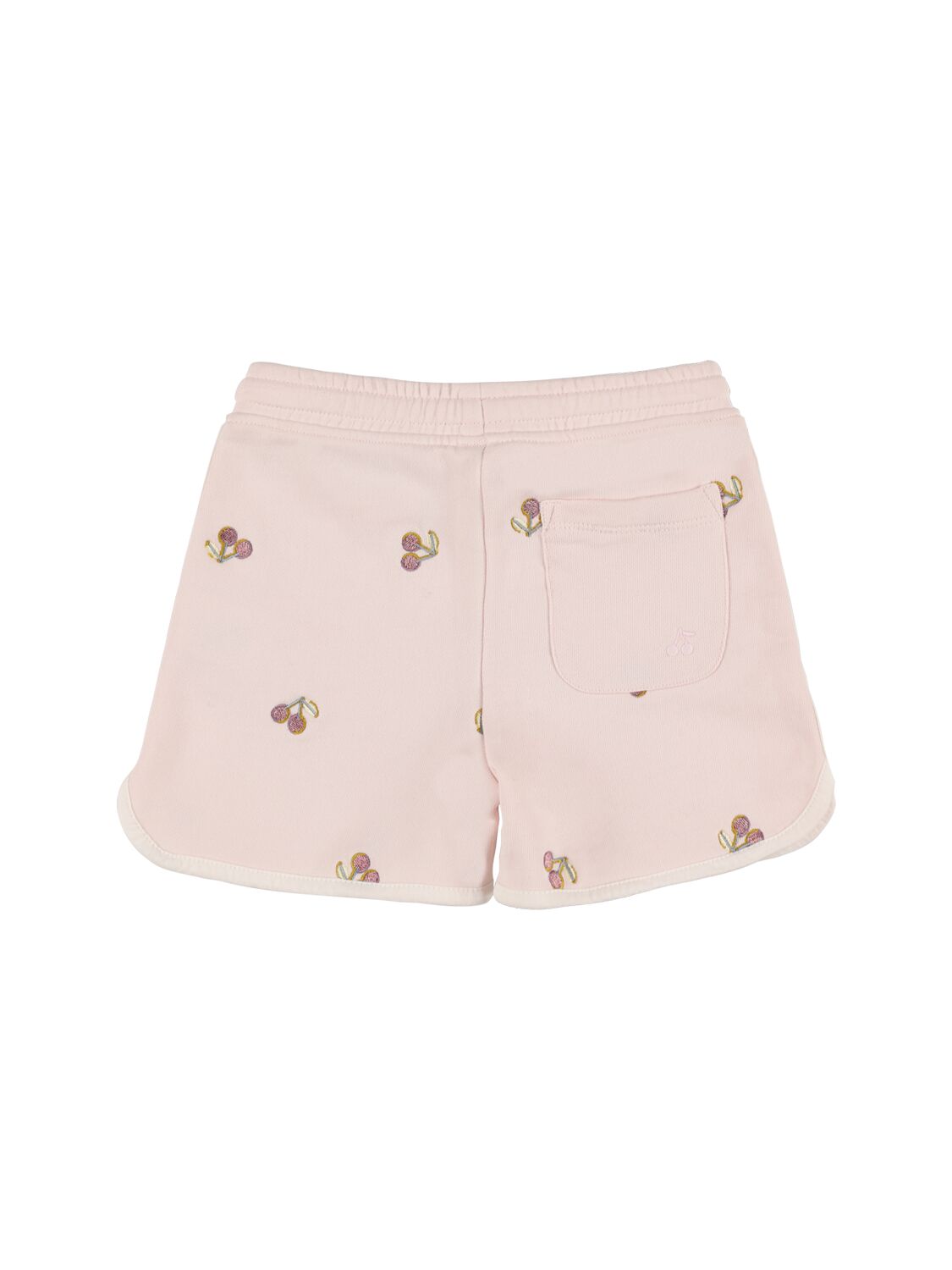 Shop Bonpoint Cherry Embroidered Cotton Sweat Shorts In Pink