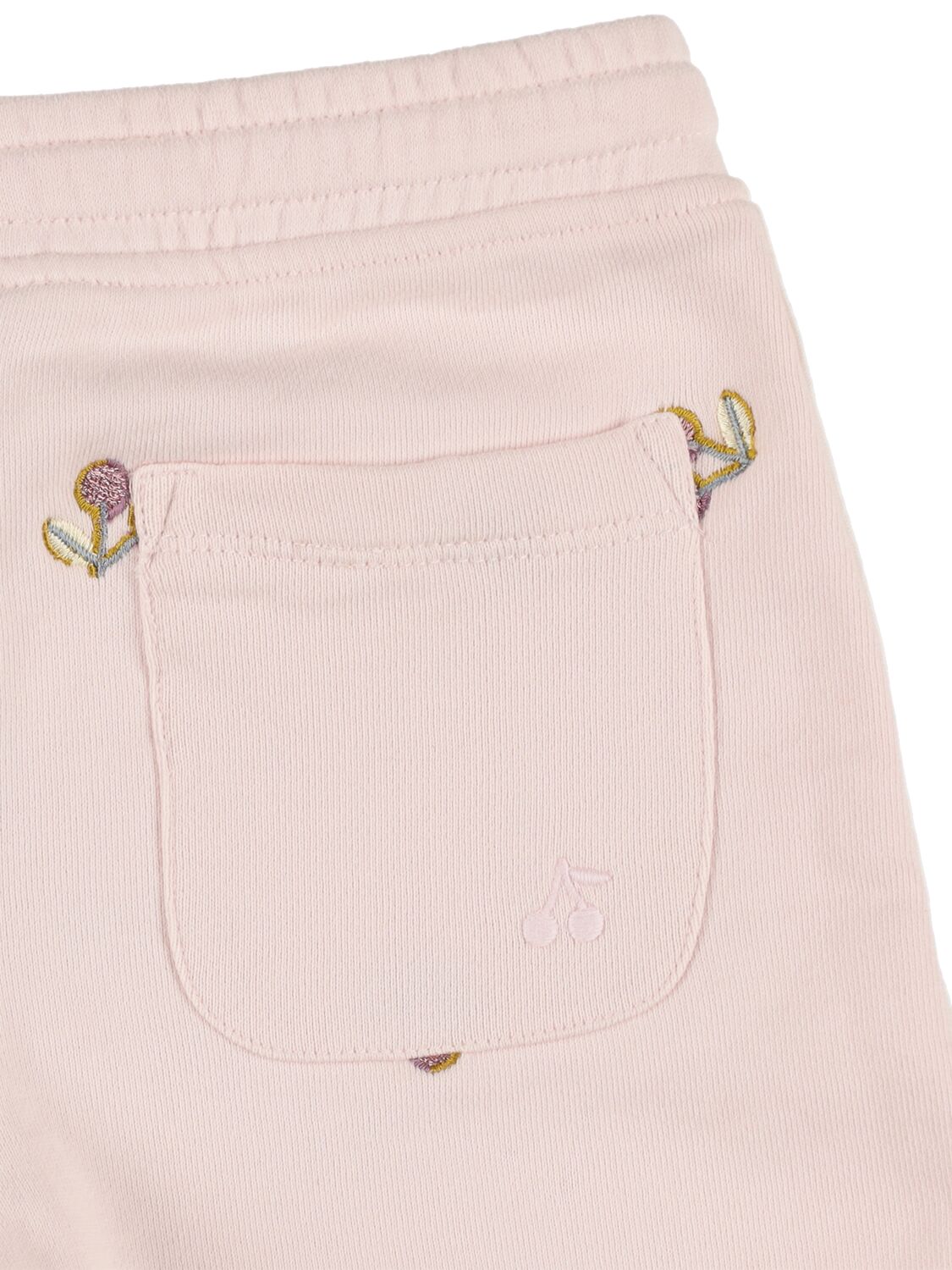 Shop Bonpoint Cherry Embroidered Cotton Sweat Shorts In Pink
