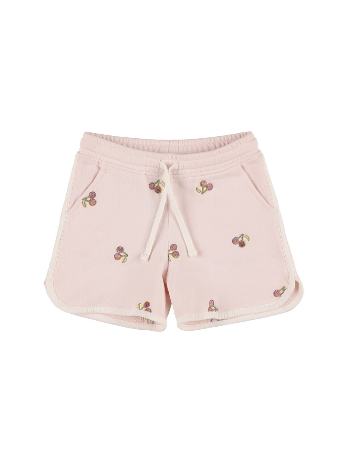 Bonpoint Kids' Cherry Embroidered Cotton Sweat Shorts In Pink