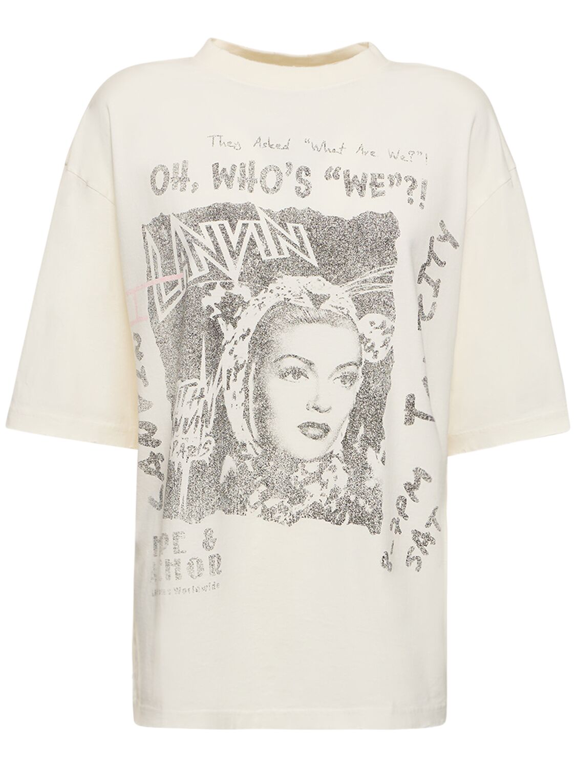 Lanvin Printed Short Sleeve T-shirt In White Mustang