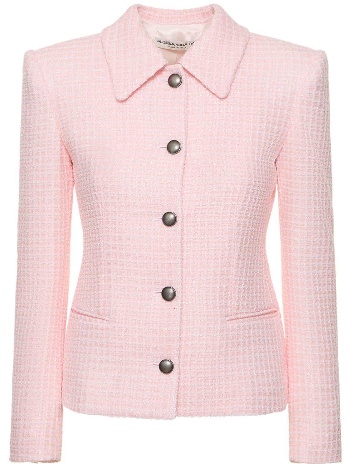 Alessandra Rich Sequined Tweed Single Breasted Jacket In Light Pink