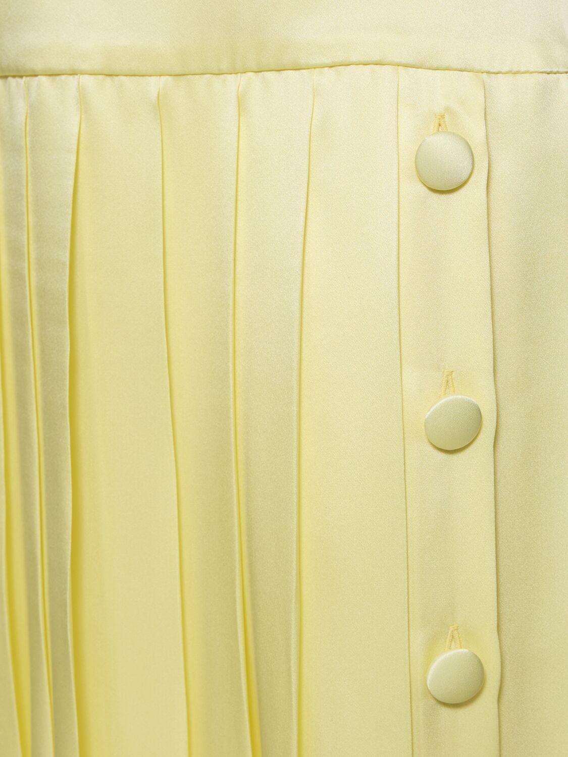 Shop Alessandra Rich Silk Satin Pleated Midi Skirt In Light Yellow