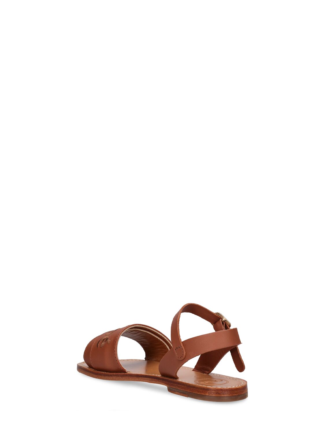 Shop Chloé Leather Sandals W/logo In Brown