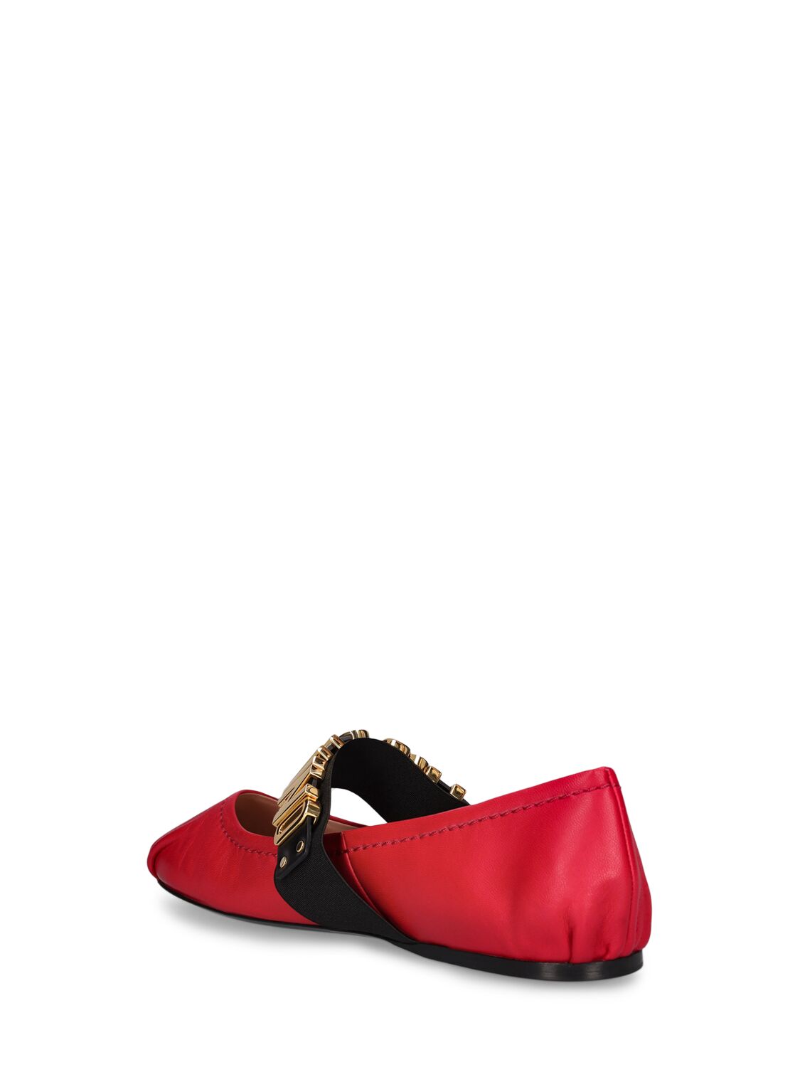 Shop Moschino 10mm Leather Ballerina Flats In Red