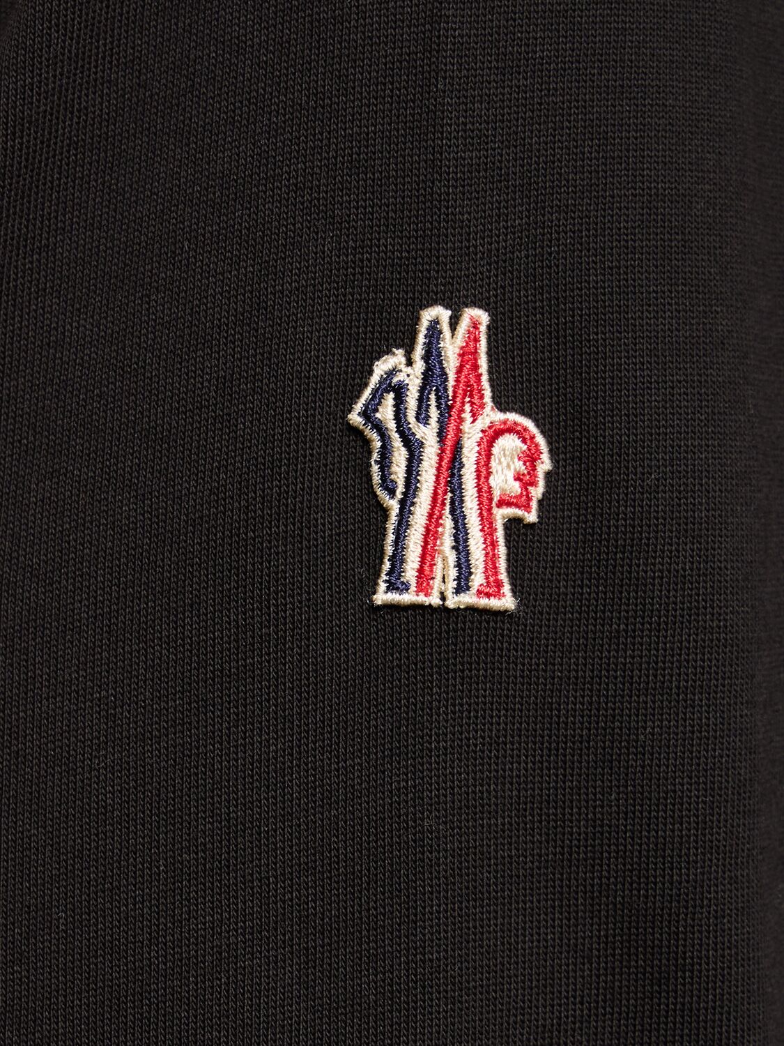 Shop Moncler Logo Cotton T-shirt In Black