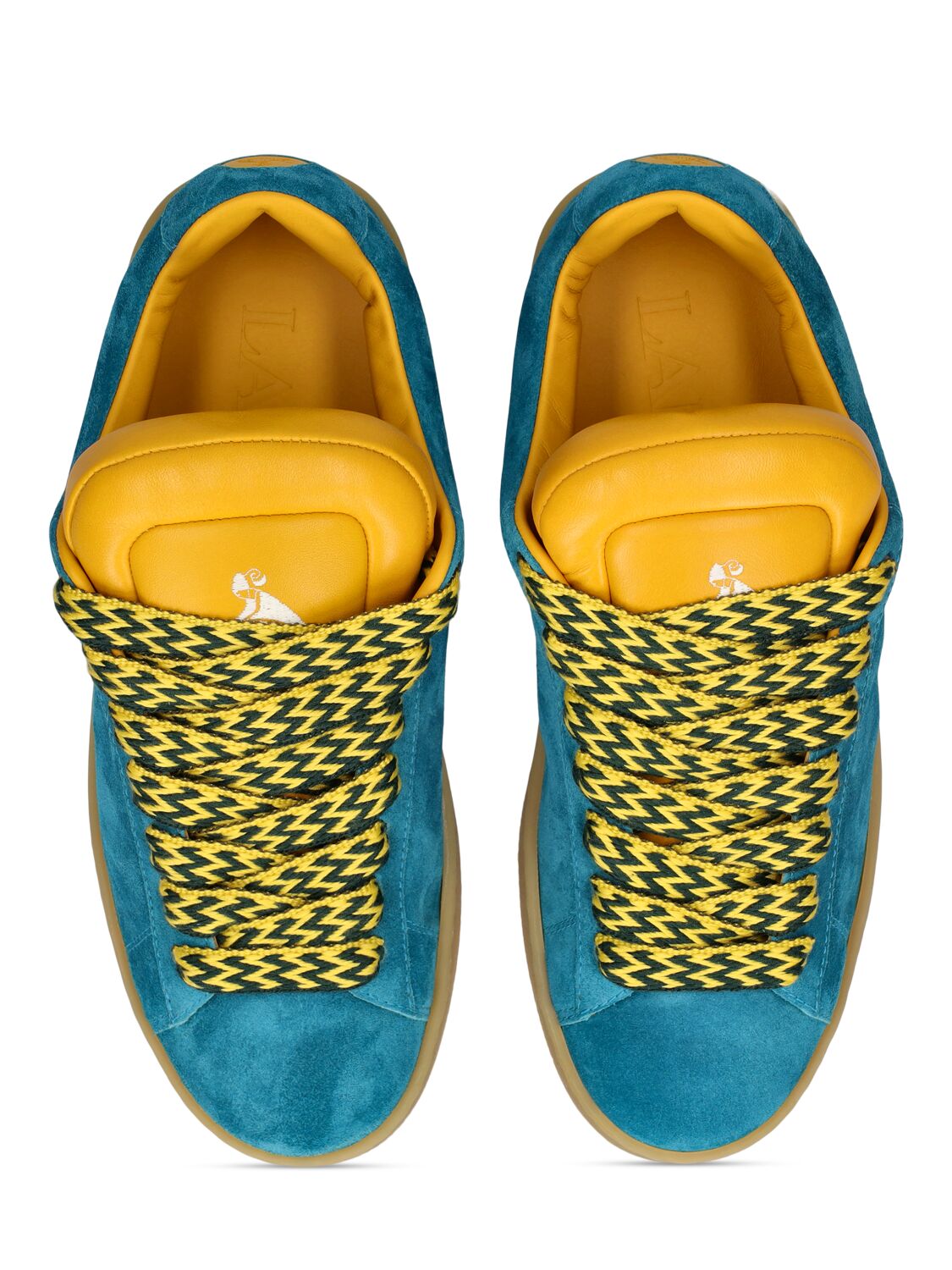 Shop Lanvin Curb Lite In Full Suede Sneakers In Blue