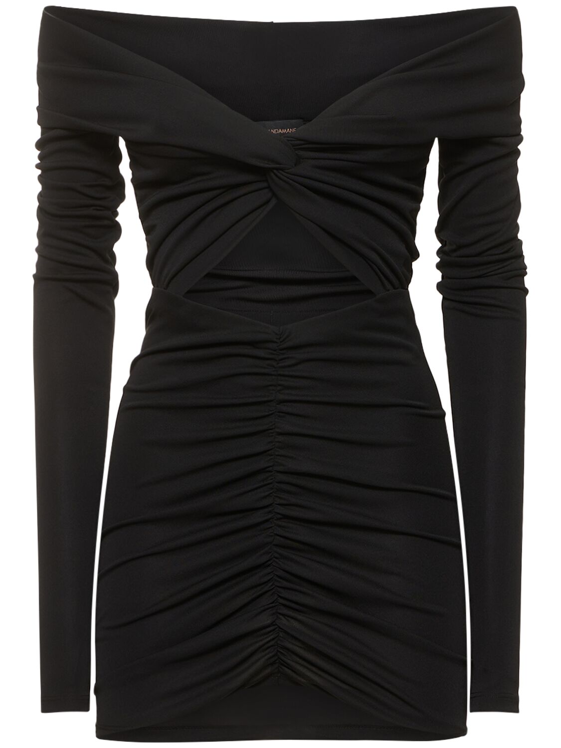The Andamane `natalia` Mini Off Shoulder Mini Dress In Black  