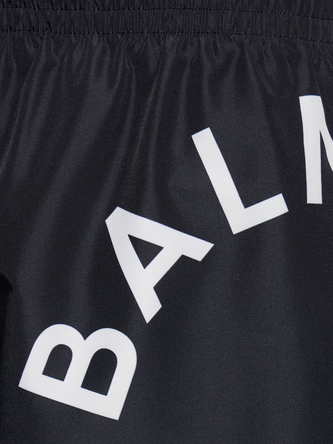 Shop Balmain Logo Tech Swim Shorts In Black,white