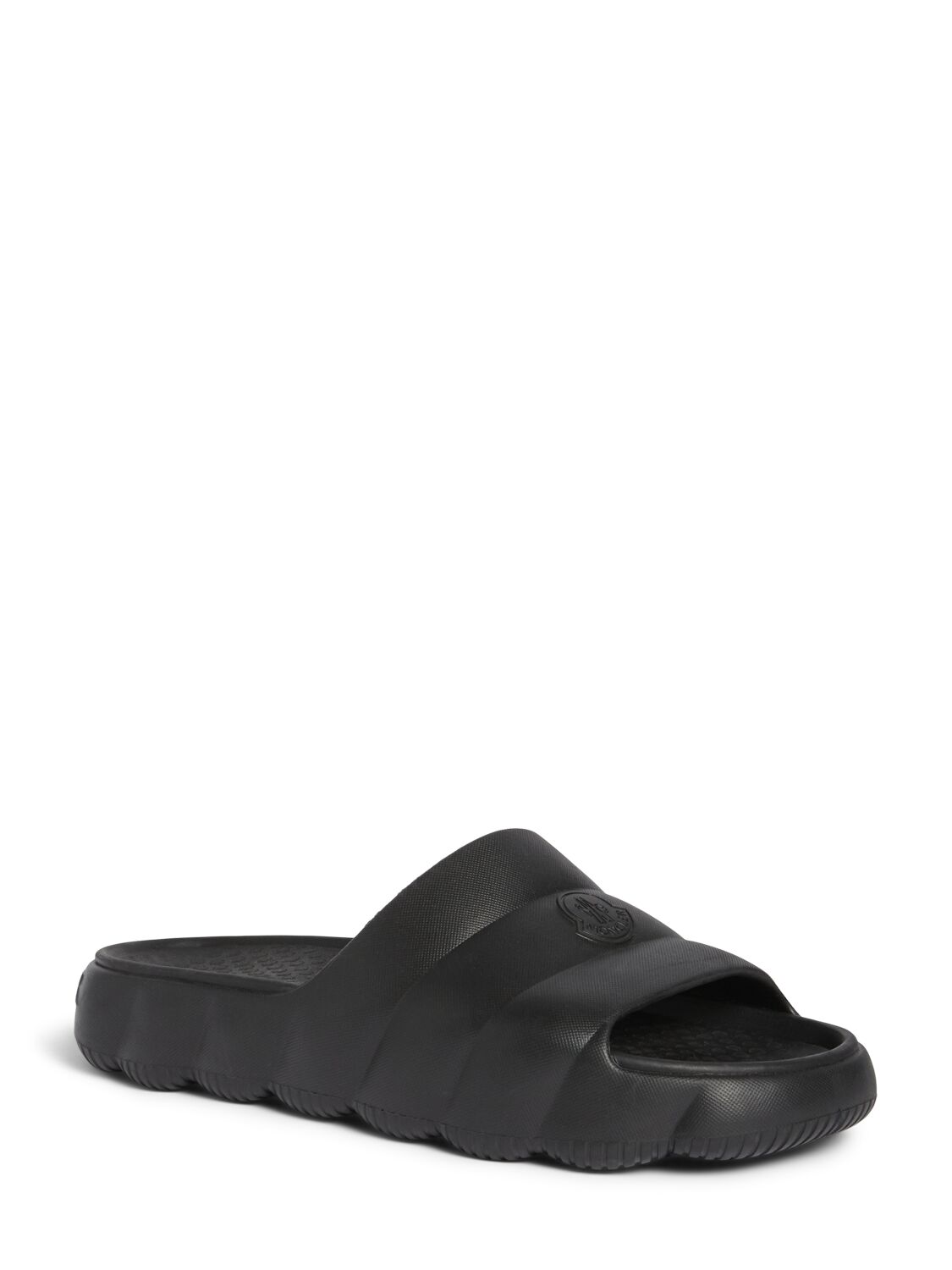 Shop Moncler Lilo Rubber Slide Sandals In Black