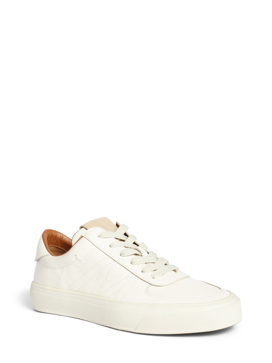 Shop Moncler Monclub Leather Sneakers In White