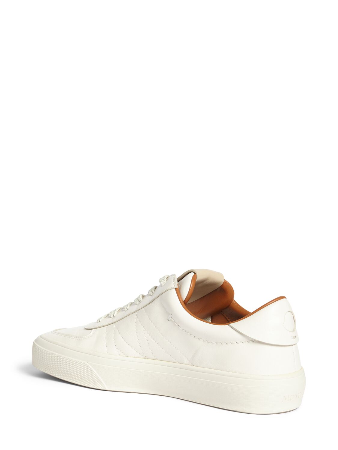 Shop Moncler Monclub Leather Sneakers In White