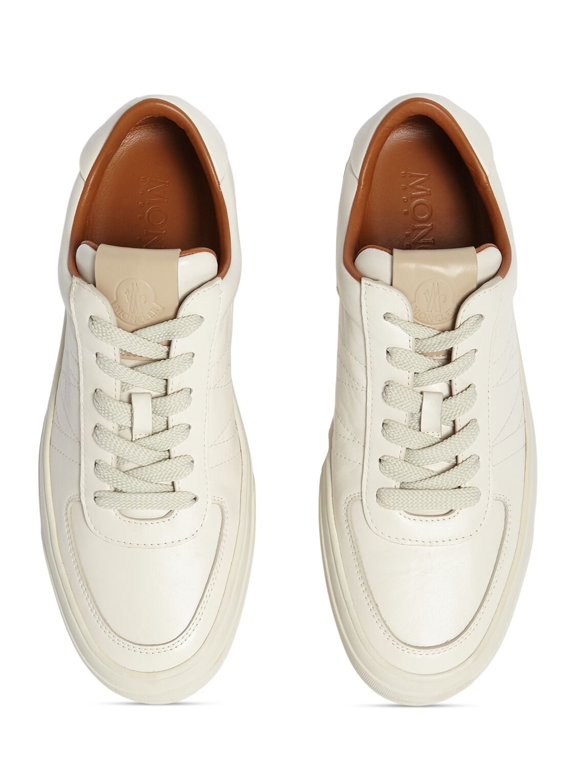 Shop Moncler Monclub Leather Sneakers In White