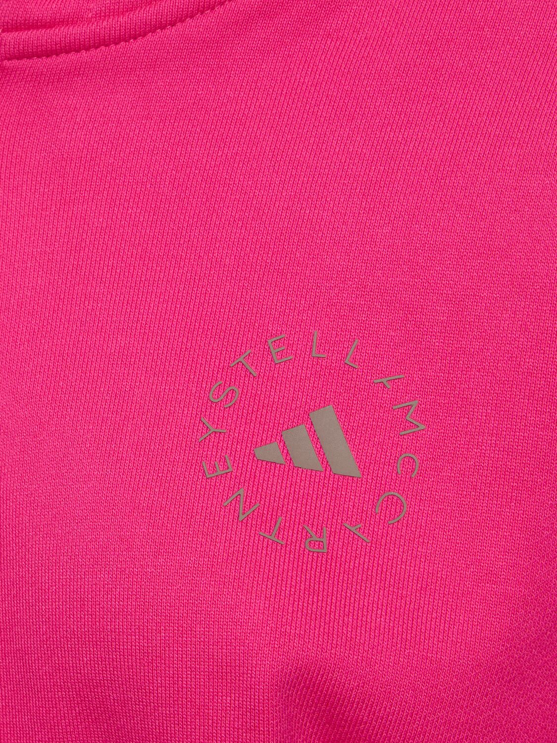 Shop Adidas By Stella Mccartney Full Zip Cropped Hoodie In Fuchsia