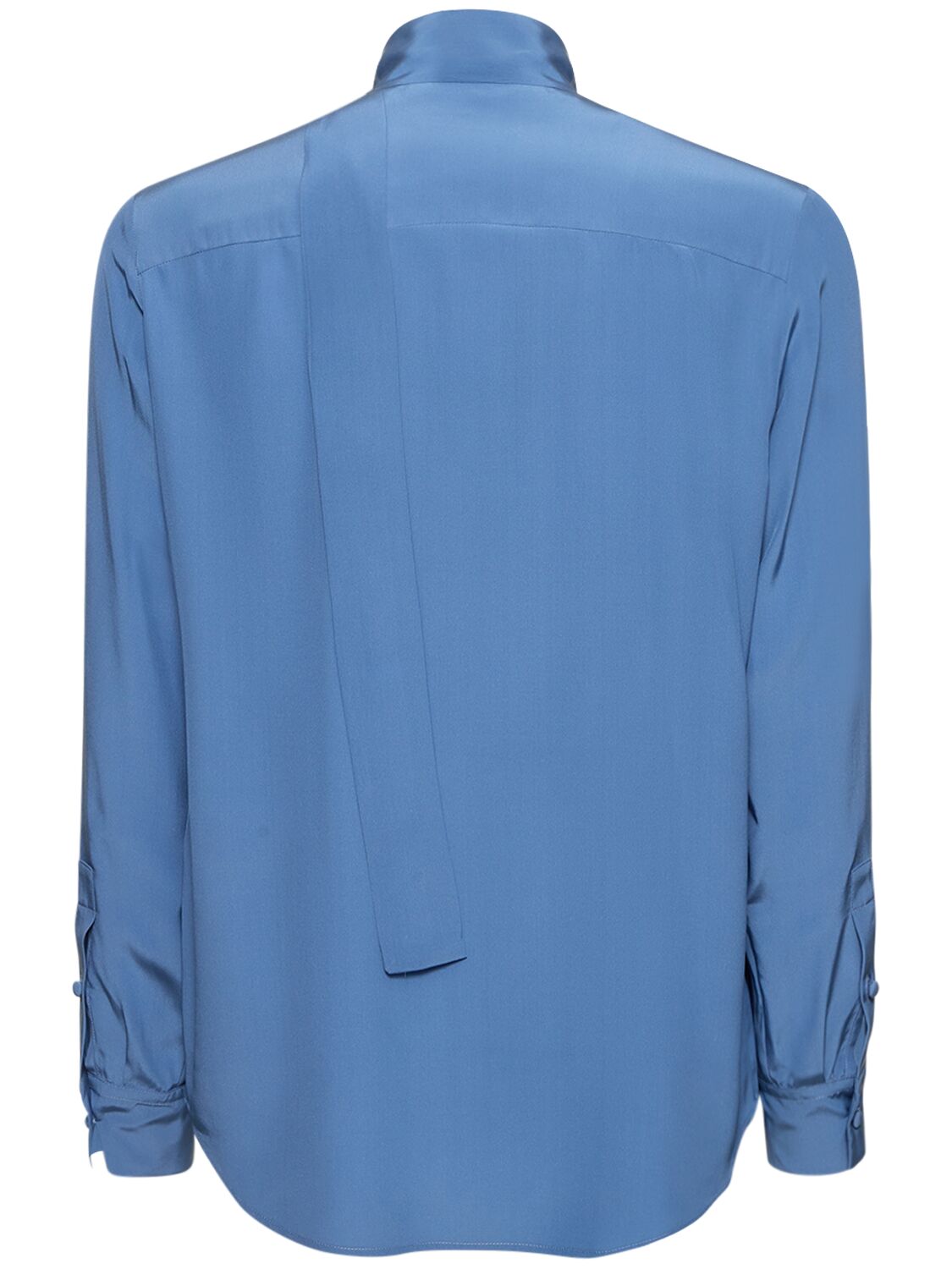 Shop Valentino Silk Crepe Shirt In Blue