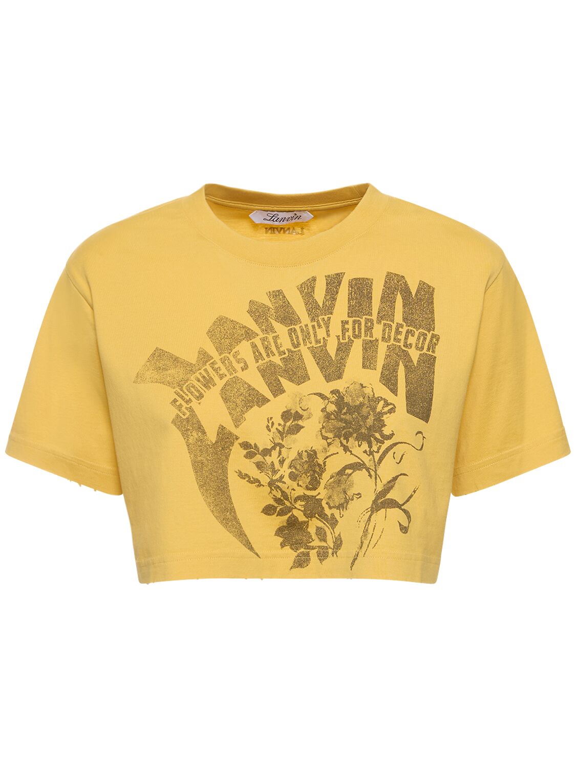 Lanvin Printed Short Sleeve Cropped T-shirt In Corn