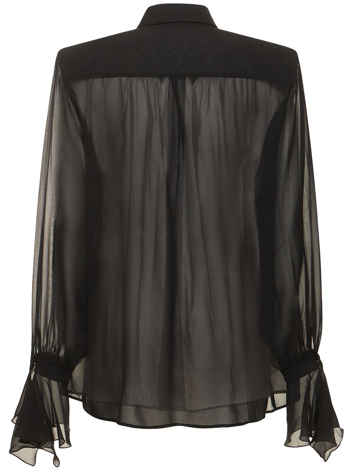 Shop The Andamane Peony Stretch Silk Georgette Shirt In Black