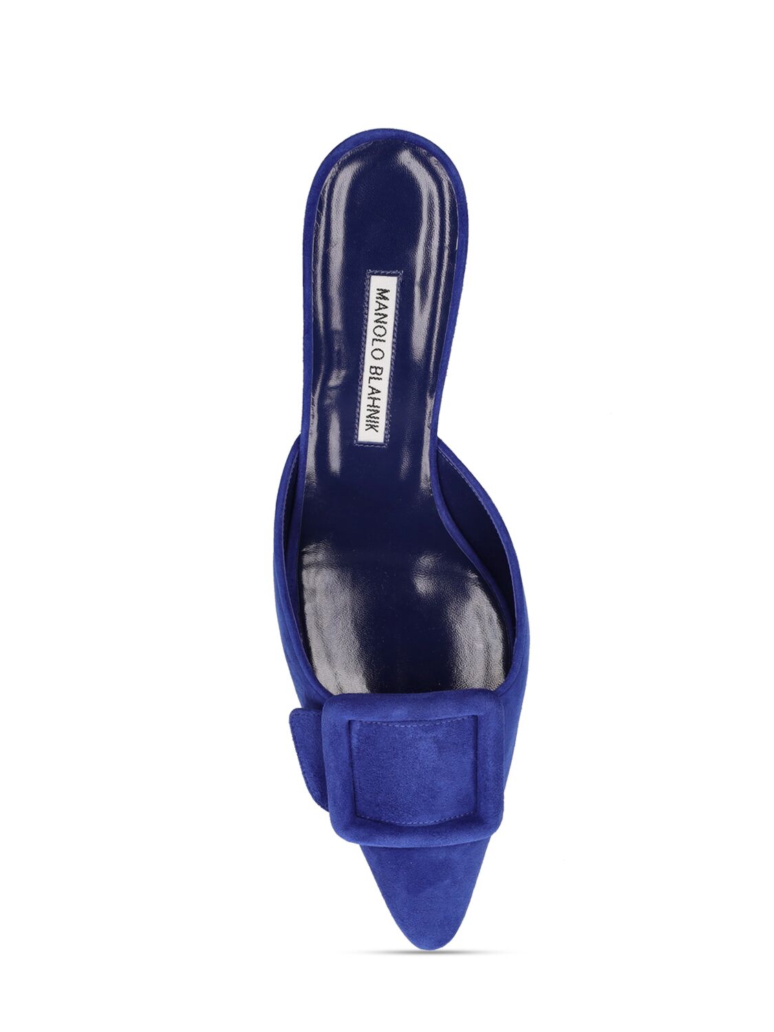 Shop Manolo Blahnik 50mm Maysale Suede Mules In Blue