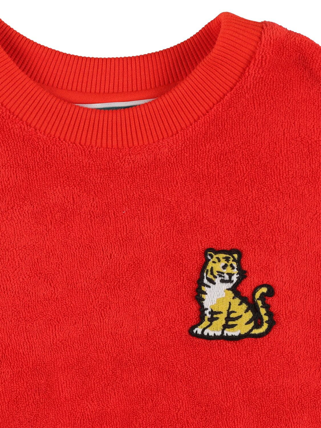 Shop Kenzo Cotton Blend Terry Crewneck Sweatshirt In Red