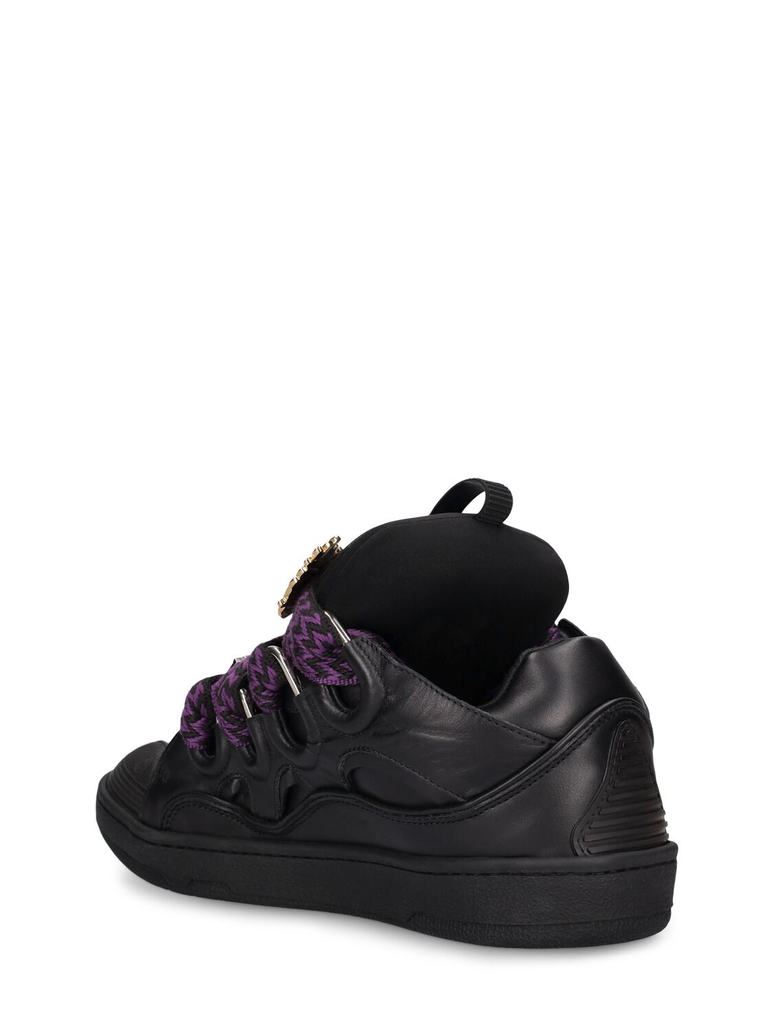 Shop Lanvin Curb Leather And Pins Sneakers In Black