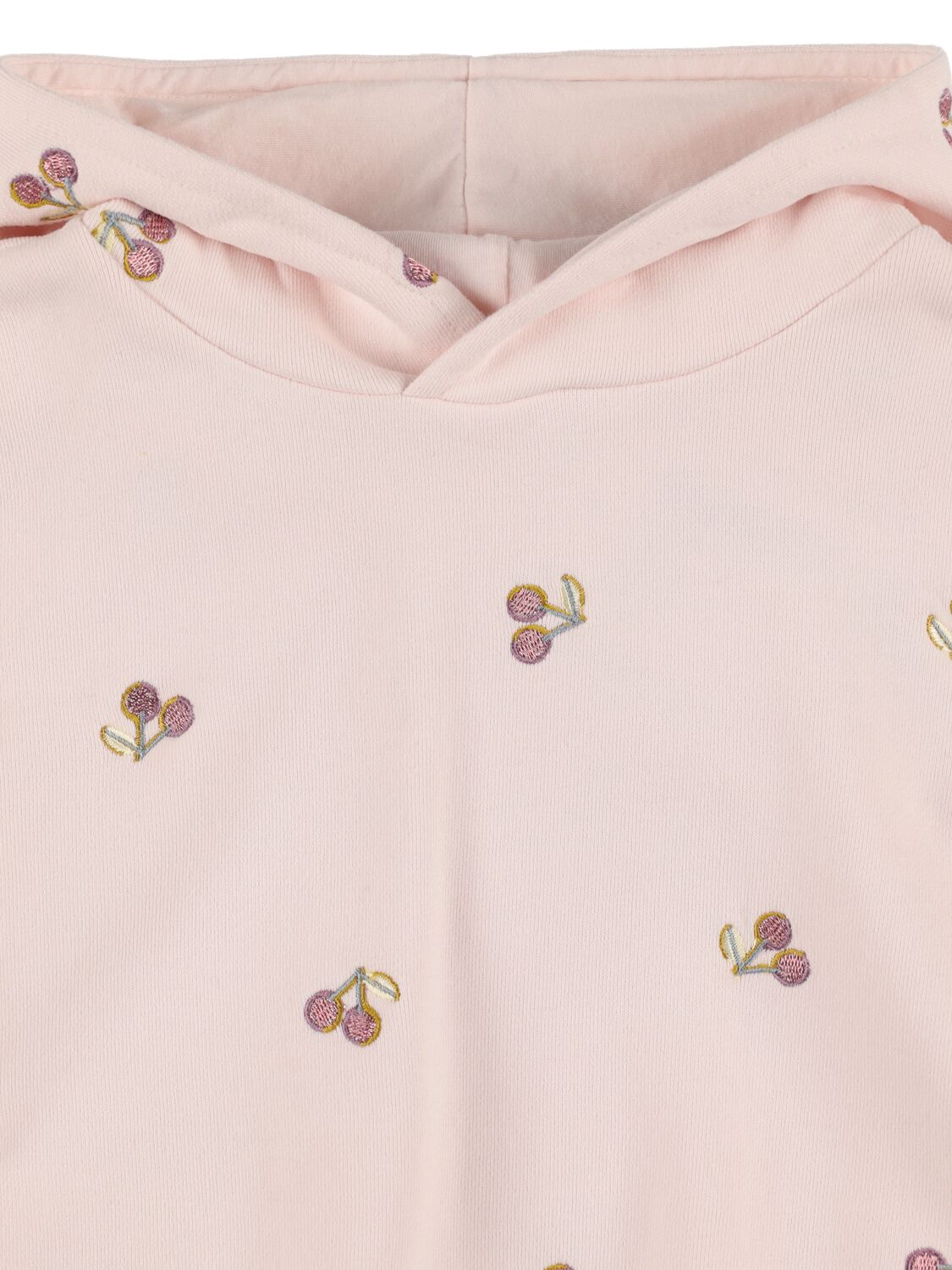 Shop Bonpoint Cherry Embroidered Cotton Hoodie In Pink