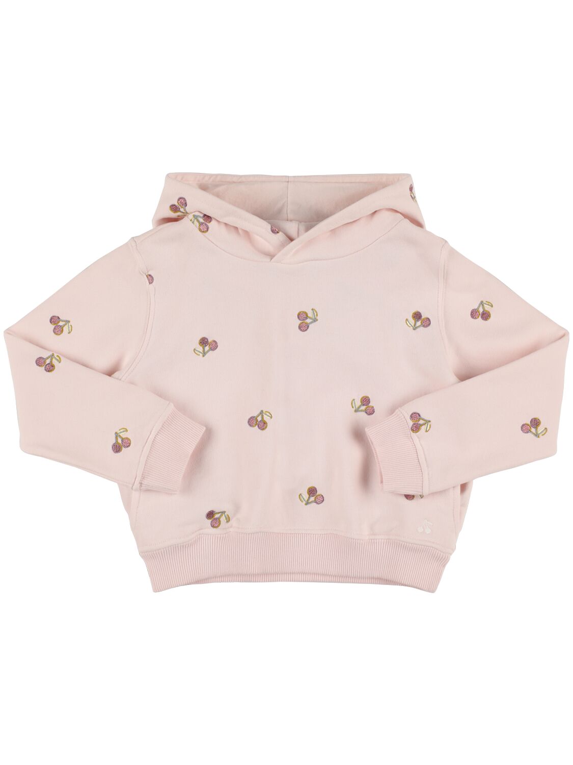 Bonpoint Kids' Cherry Embroidered Cotton Hoodie In Pink