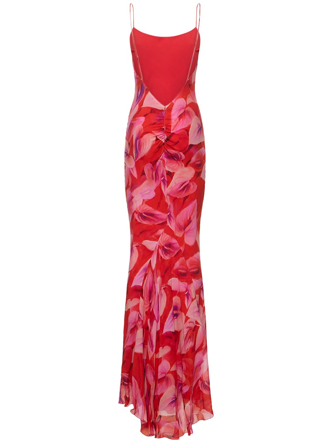 Shop The Andamane Ninfea Printed Tech Georgette Maxi Dress In Red,multi