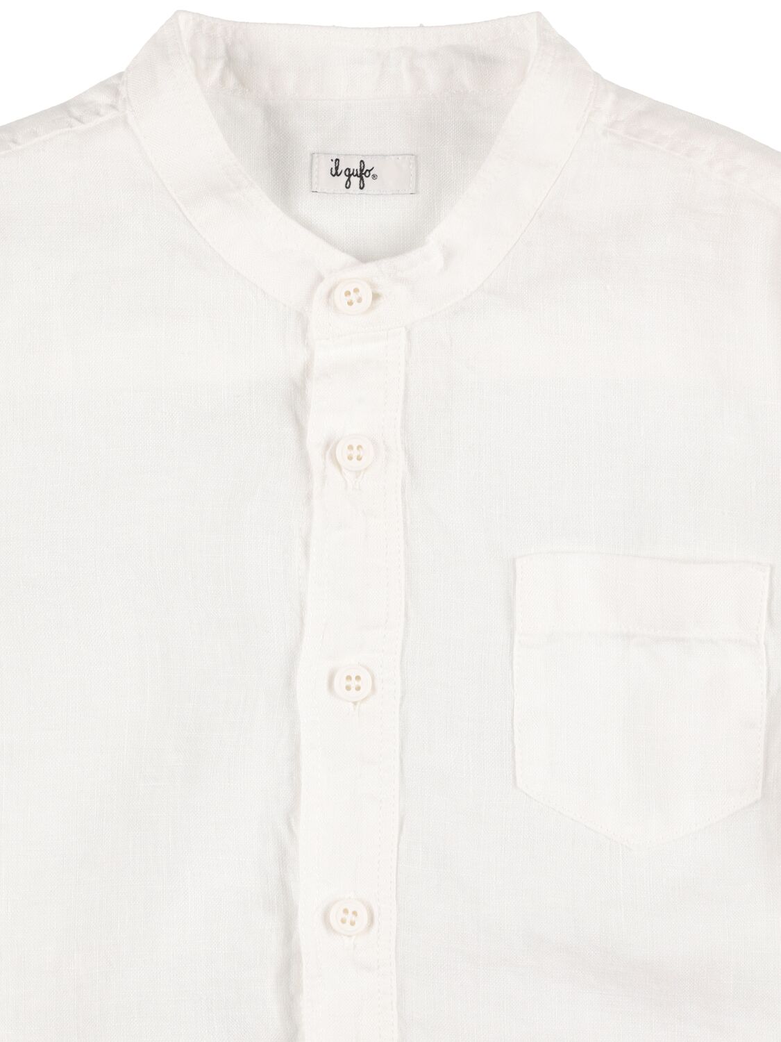 Shop Il Gufo Linen Guru Collared Shirt In White