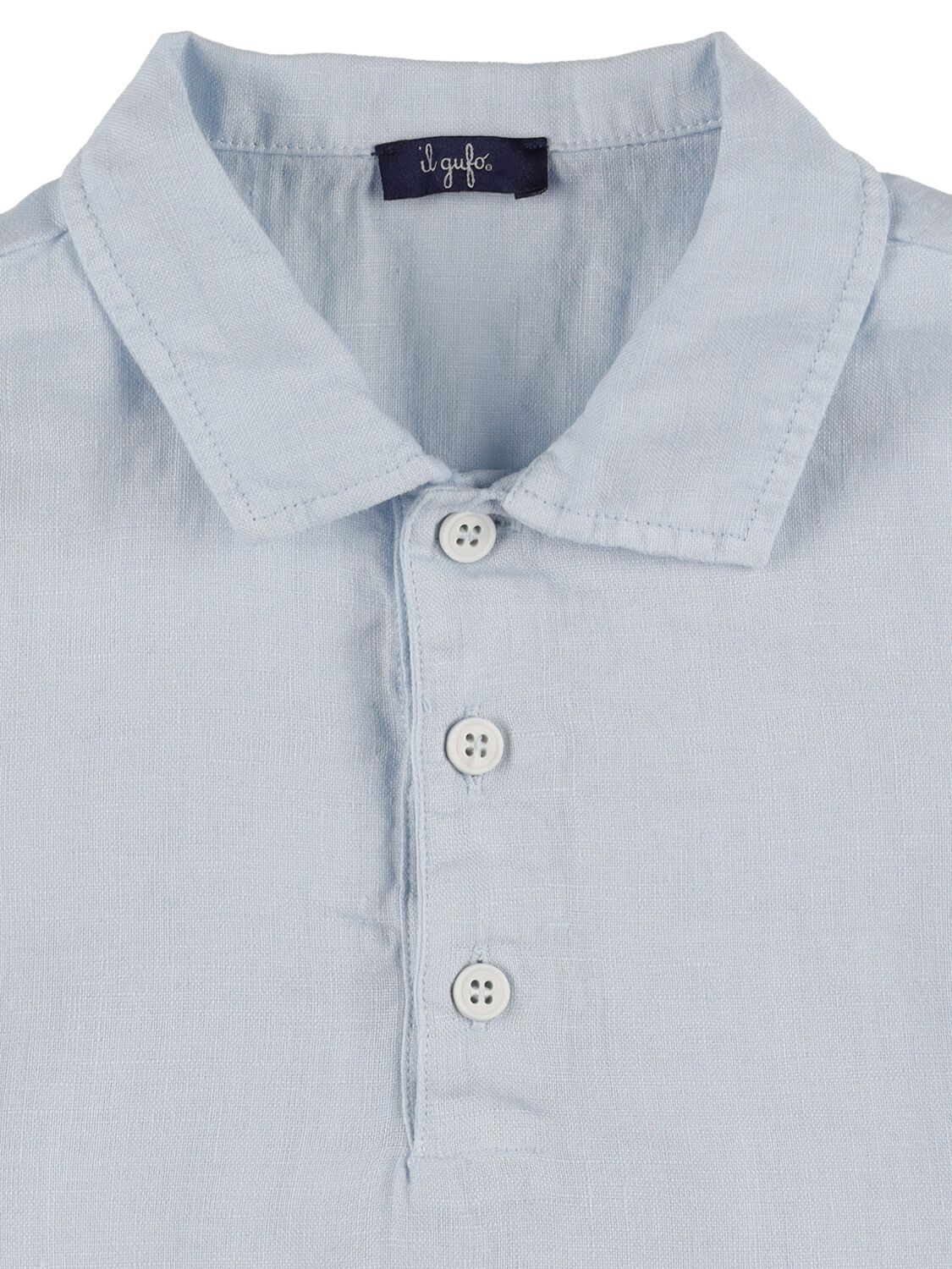 Shop Il Gufo Linen Polo Shirt In Light Blue