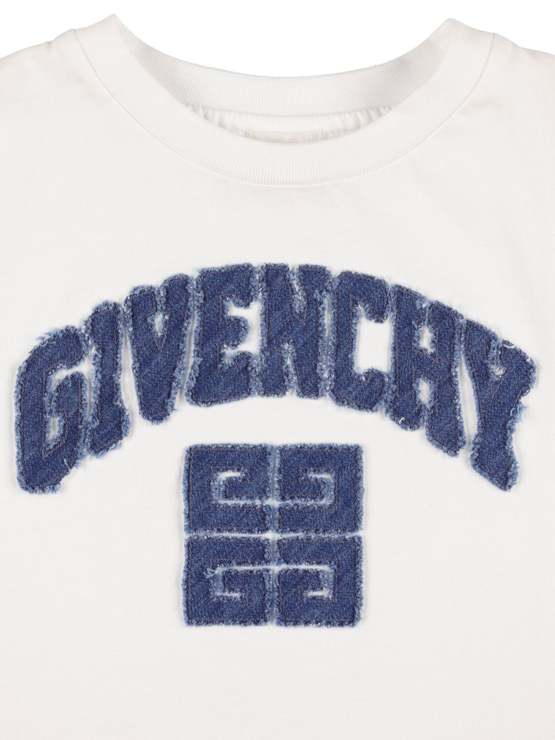 Shop Givenchy Cotton Jersey T-shirt W/ Denim Logo In White