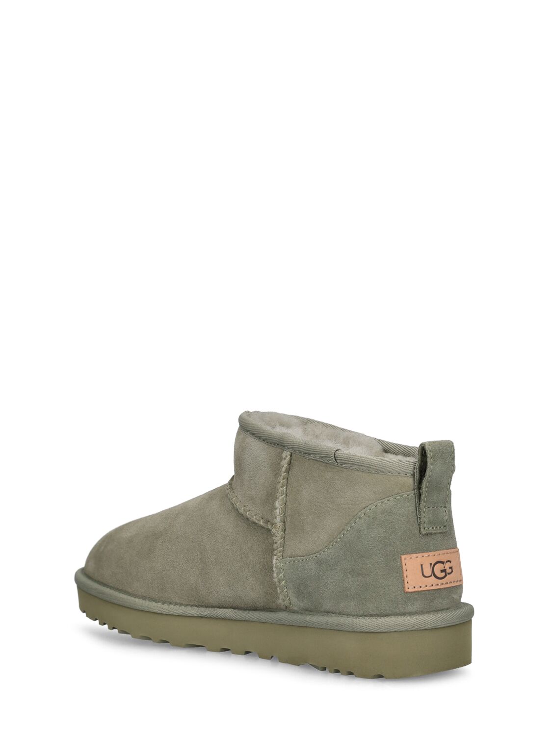 Shop Ugg 10mm Classic Ultra Mini Shearling Boots In Olive Green