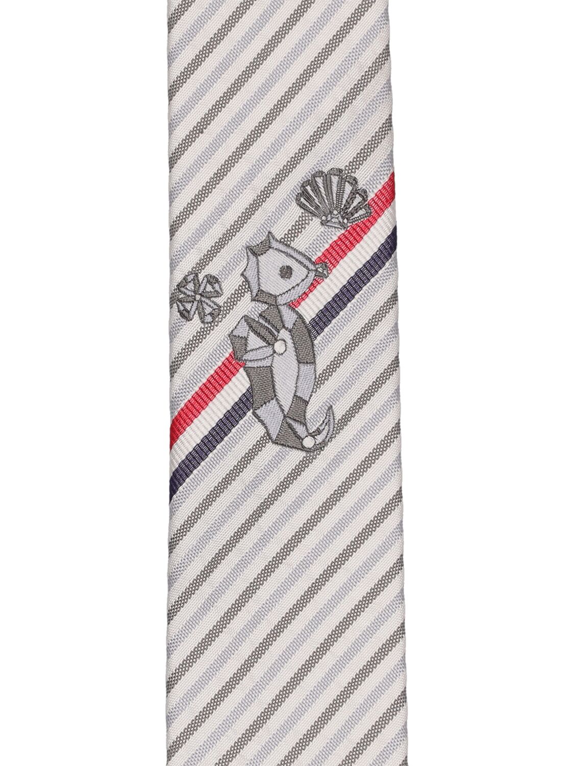 Shop Thom Browne Classic Silk Jacquard Tie In Med Grey