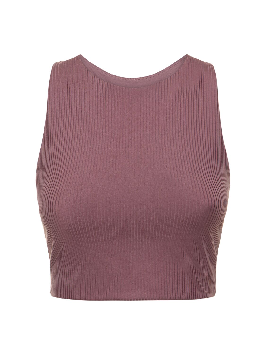 Girlfriend Collective Dylan Ribbed Stretch Tech Bra Top In 紫色