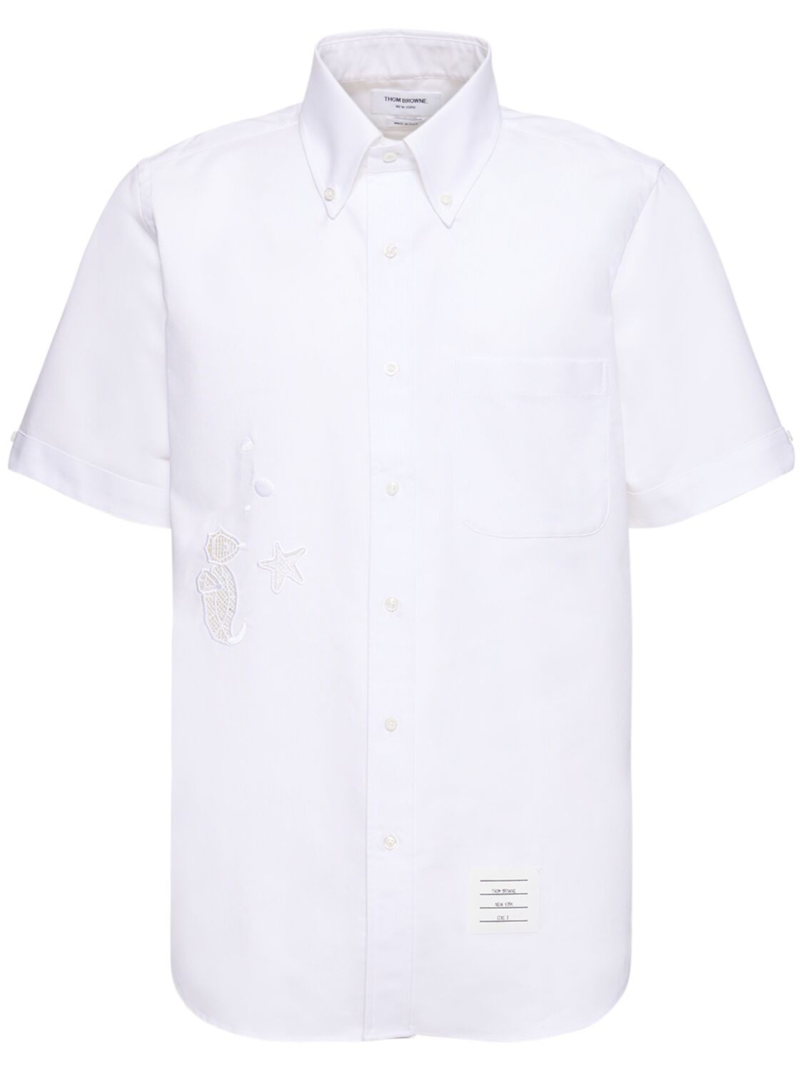 Thom Browne Button Down Cotton Straight Fit Shirt In White