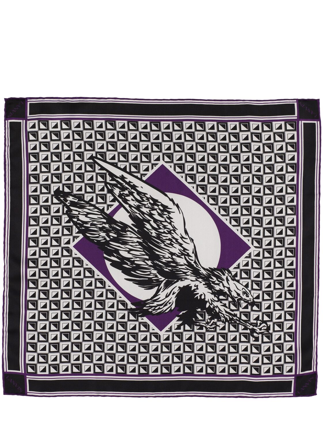 Lanvin Square Silk Scarf In Black,purple