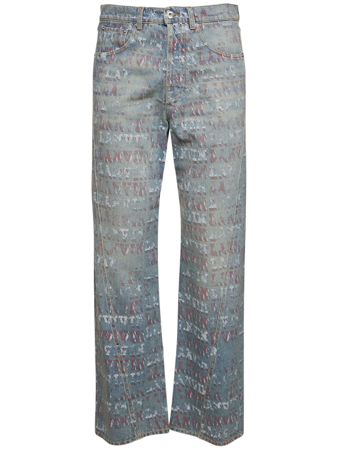 Shop Lanvin Printed Denim Jeans In Light Blue