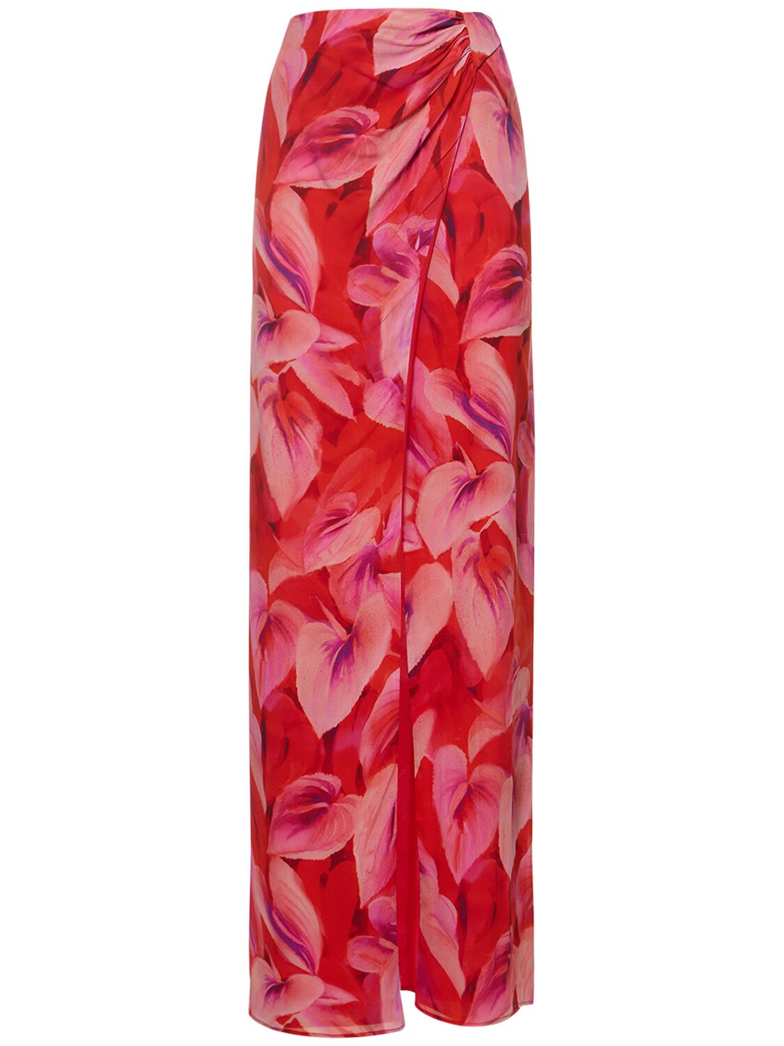 Shop The Andamane Phoebe Printed Viscose Midi Wrap Skirt In Red,multi