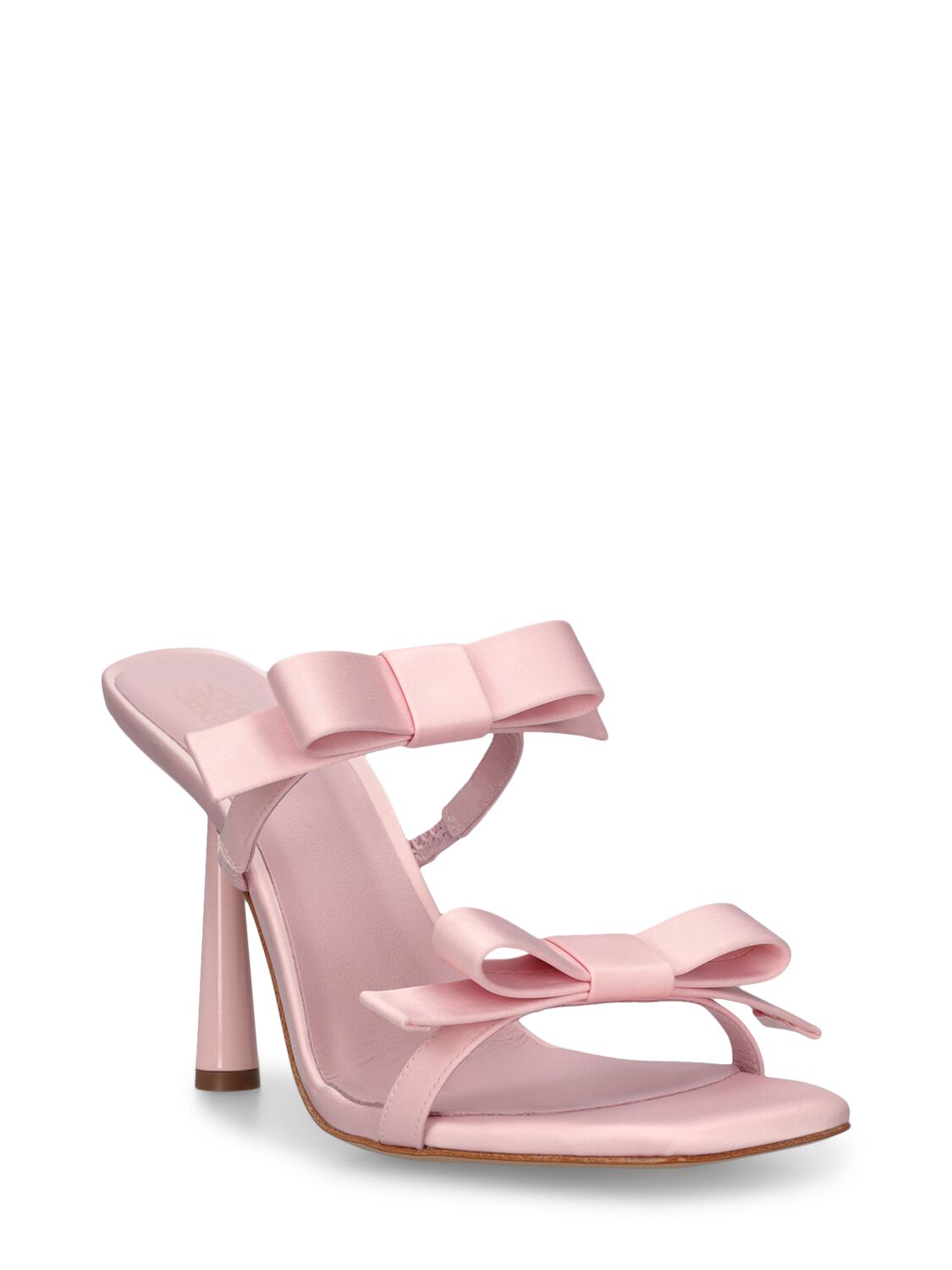 Shop Gia Borghini 100mm Galantine Satin Mule Sandals In Pink