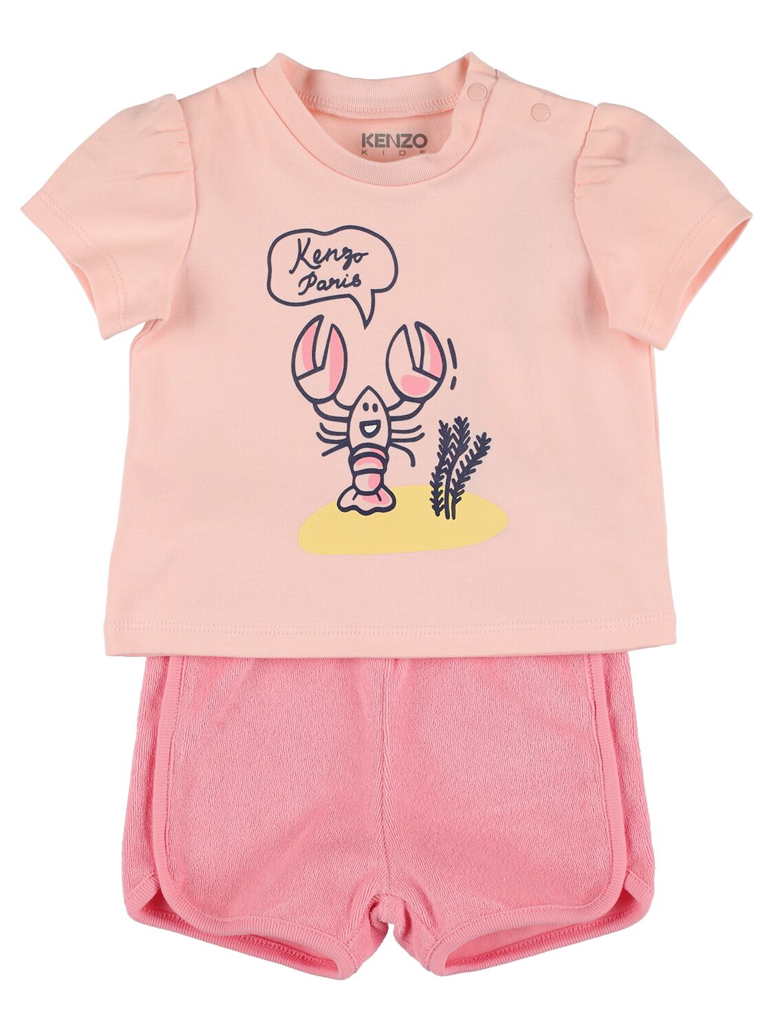 Kenzo Kids' Printed Cotton T-shirt & Shorts In 핑크