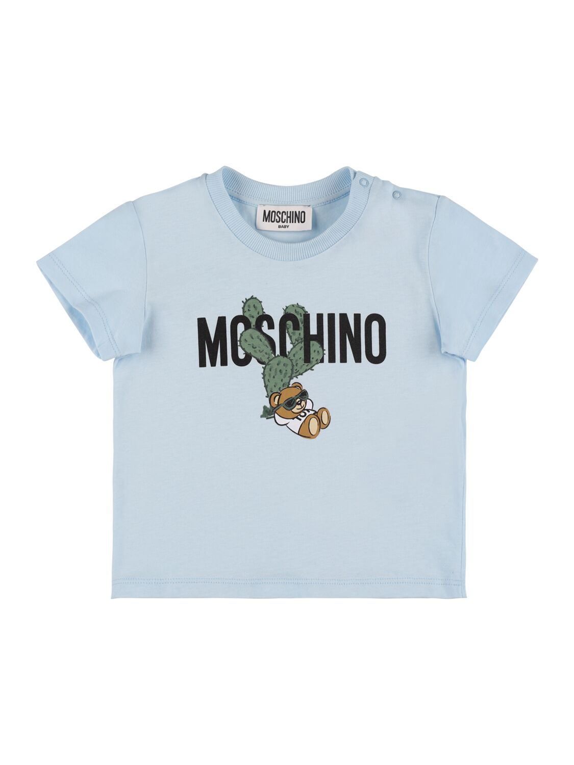 Moschino Kids' Cotton Jersey T-shirt In Blue Sky