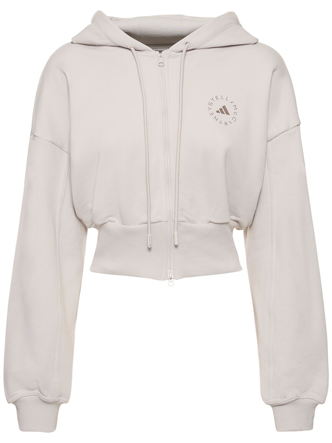 Adidas By Stella Mccartney Cropped Zip-up Sweatshirt In Beige