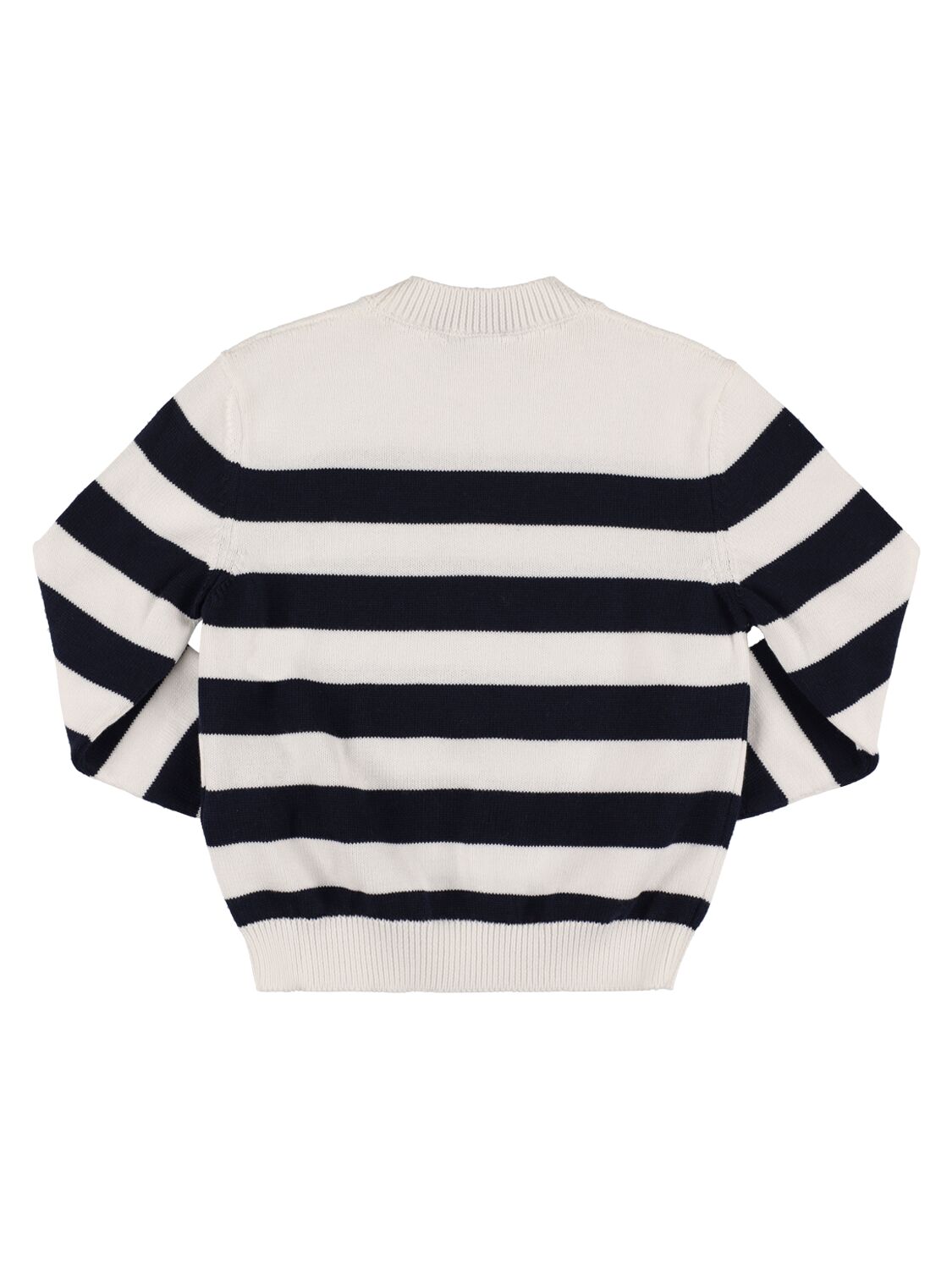 Shop Versace Printed Marine Knit Sweater In White,navy