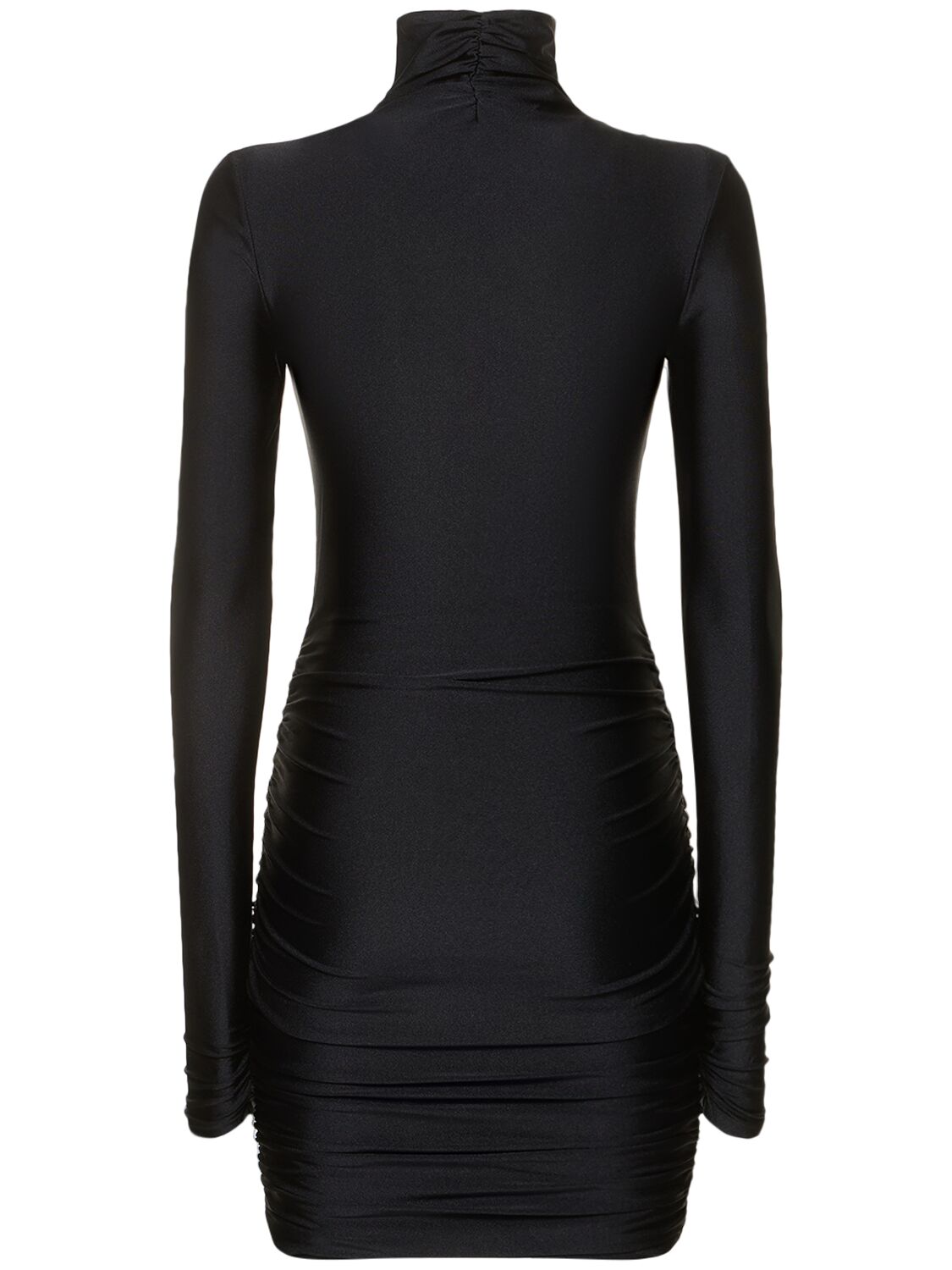 Shop The Andamane Oleandra Shiny Lycra Mini Dress In Black