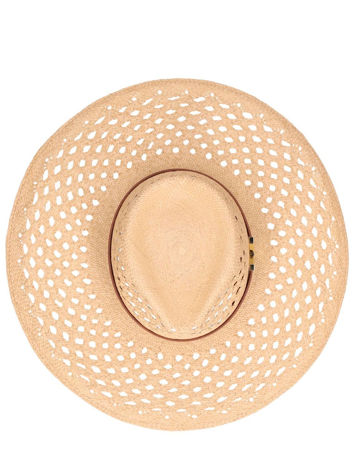 Shop Valentino Large V Signature Brimmed Panama Hat In Avana,selleria