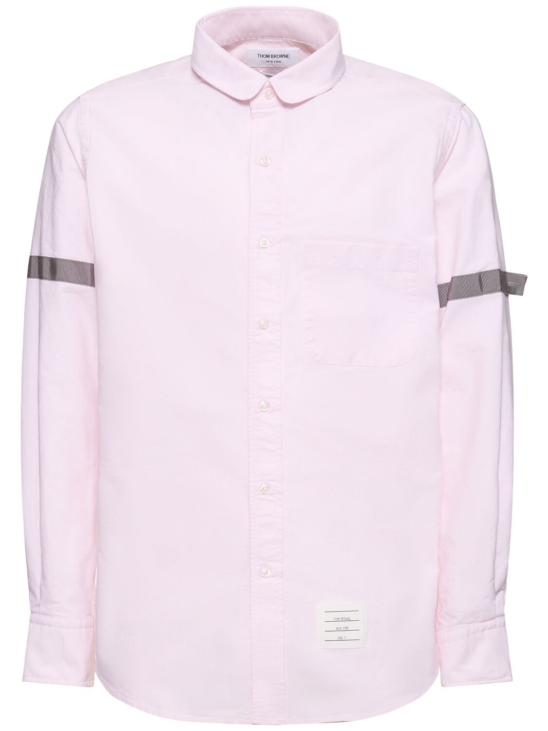 Shop Thom Browne Straight Fit Mini Round Collar Shirt In Lt Pink