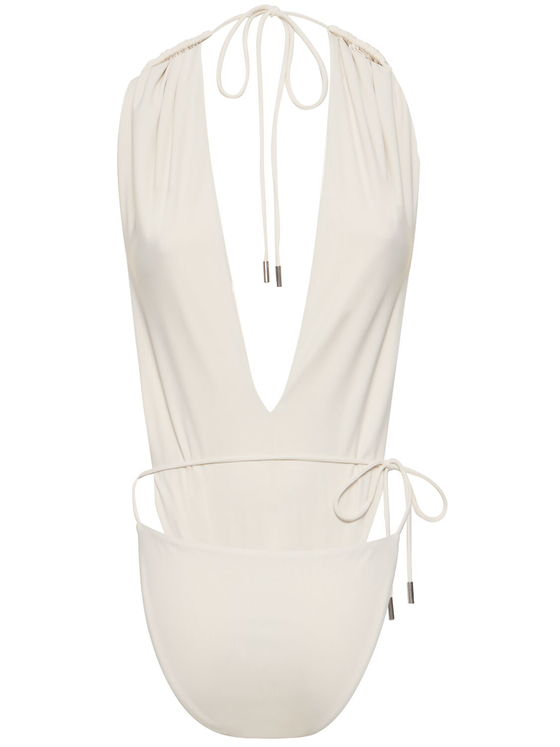 Shop Saint Laurent Nylon Blend One Piece Swimsuit In Cream