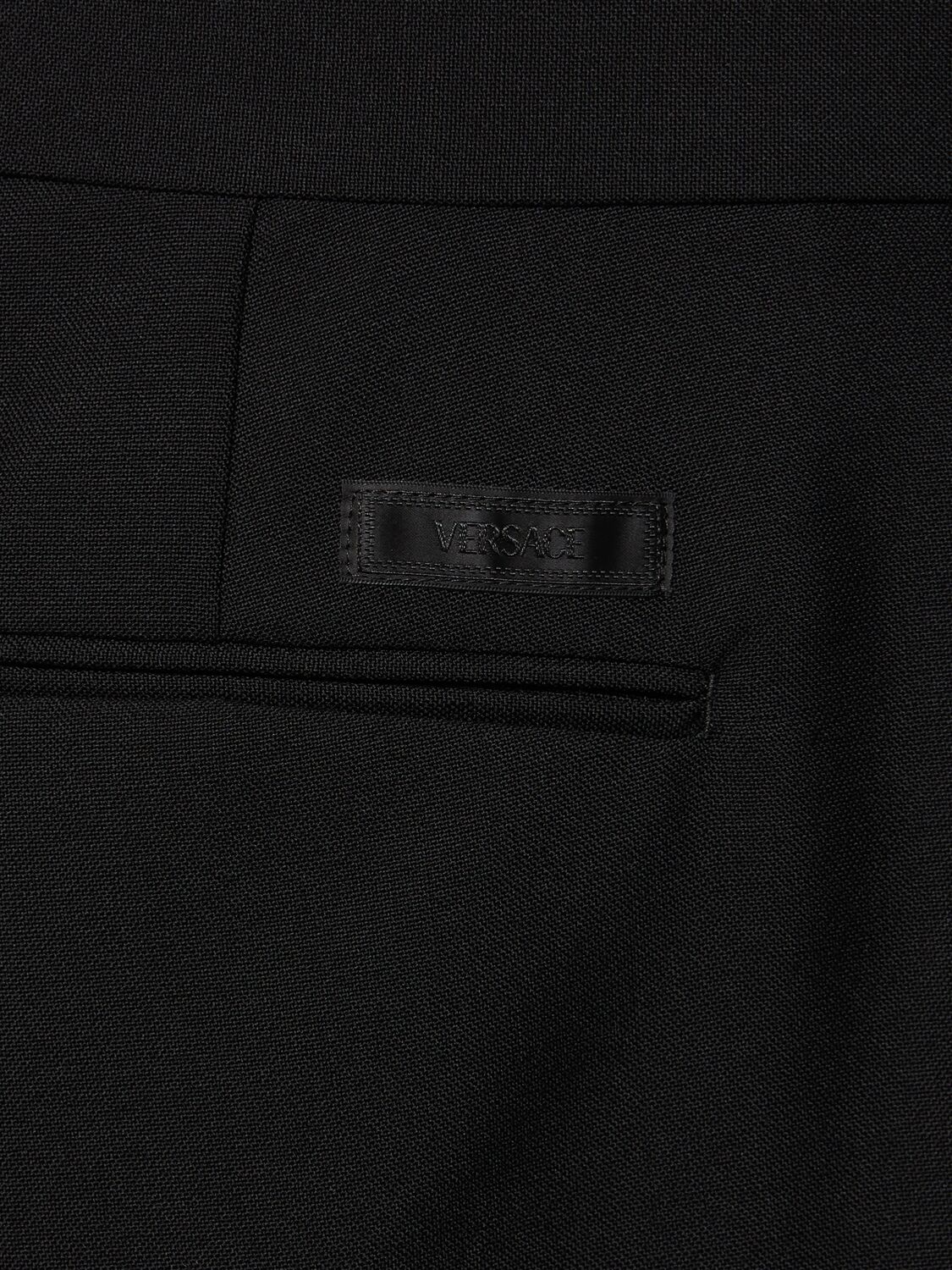 Shop Versace Wool & Mohair Evening Pants In 1b000-black