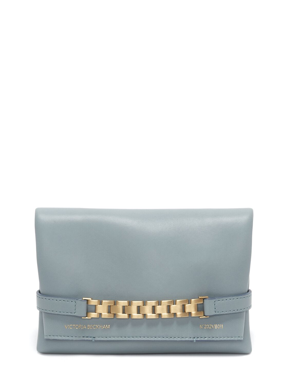 Victoria Beckham Mini Chain Leather Pouch W/strap In Blue